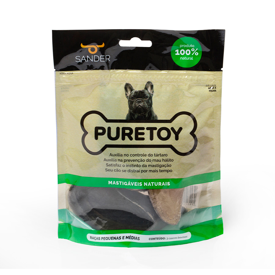 Osso Puretoy Casco Bovino para Cães de Porte Pequeno e Médio