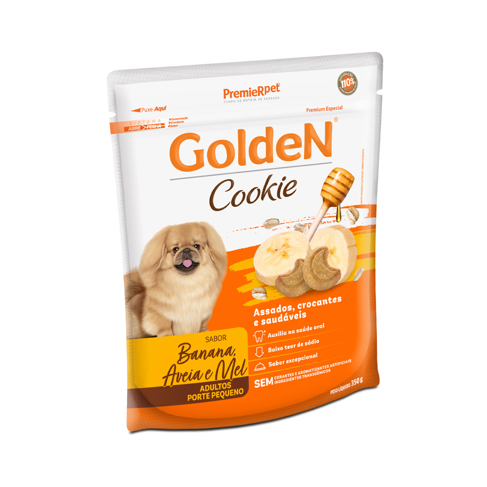 Biscoito Golden para Cães Adultos Sabor Banana Aveia e Mel 350g