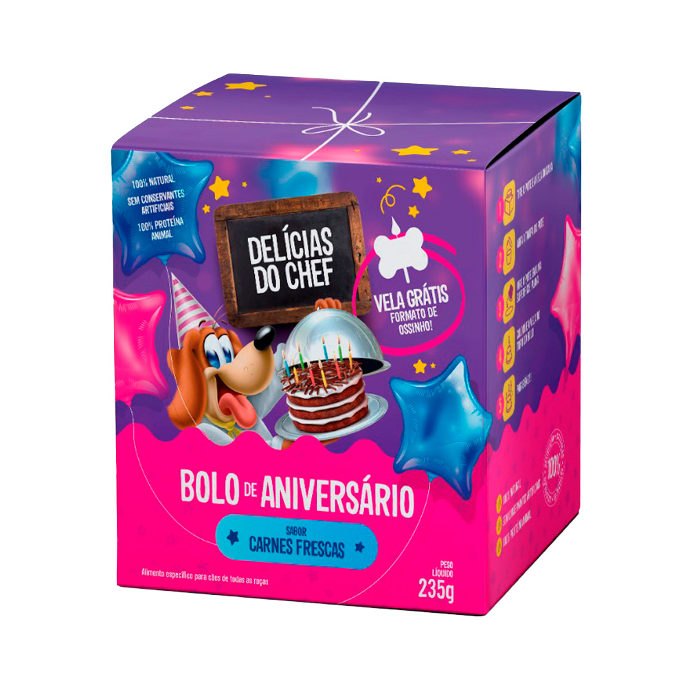 Bolo de Aniversário Petitos Delícias do Chef Sabor Carne para Cães 235 g